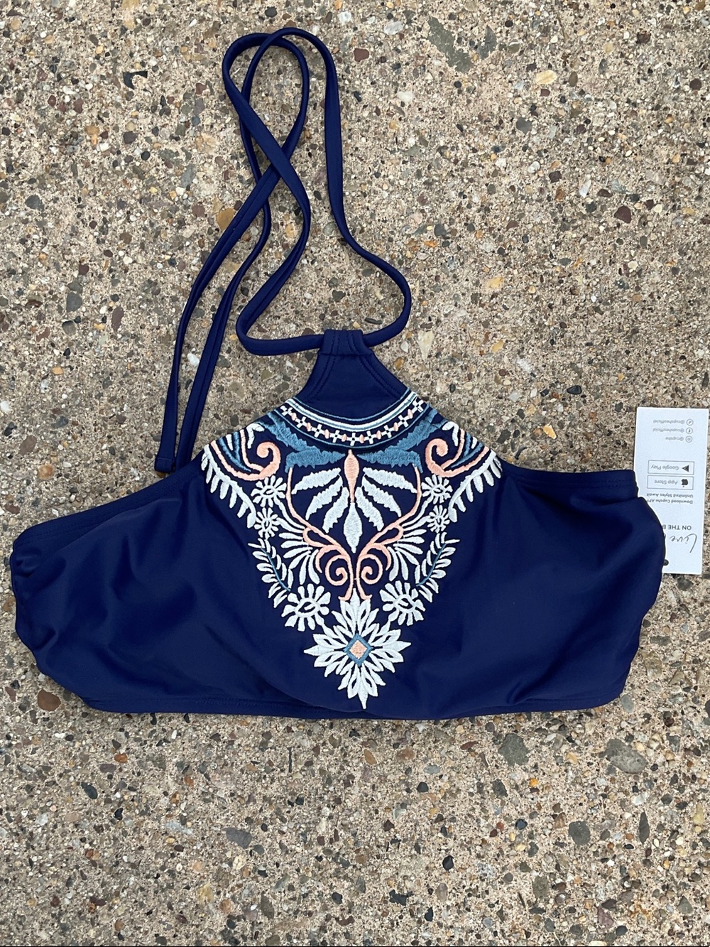 Cupshe Dark Blue Halter Swim Bikini Top